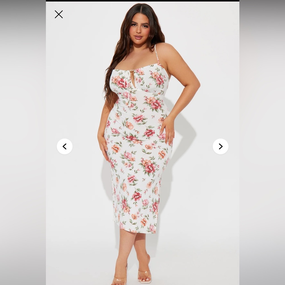 Ambiance Floral dress with Pink and Orange Accents